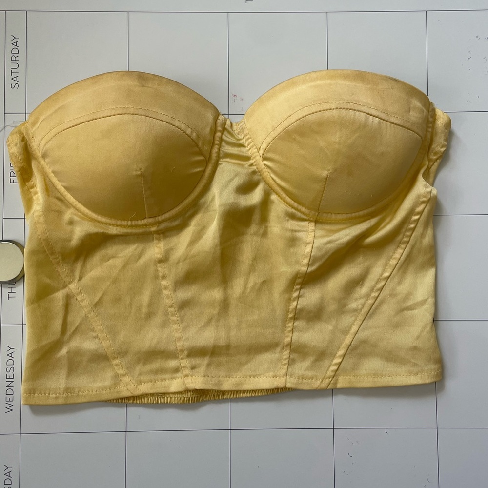 Princess Polly yellow pastel strapless bustier top